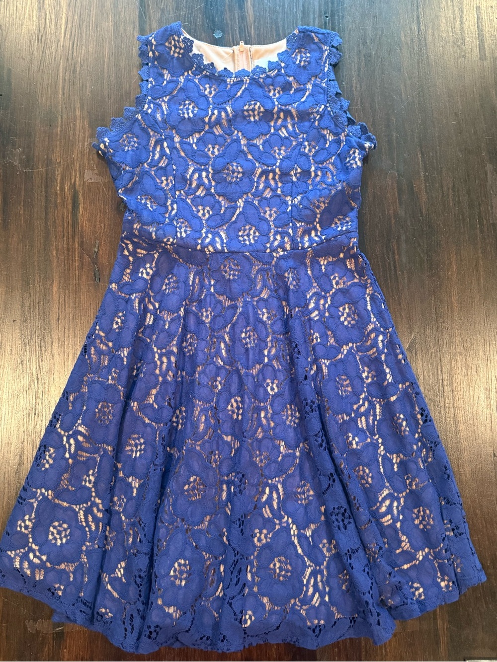 Rare Editions Girls Royal Blue Floral Lace Fit-and-Flare Dress